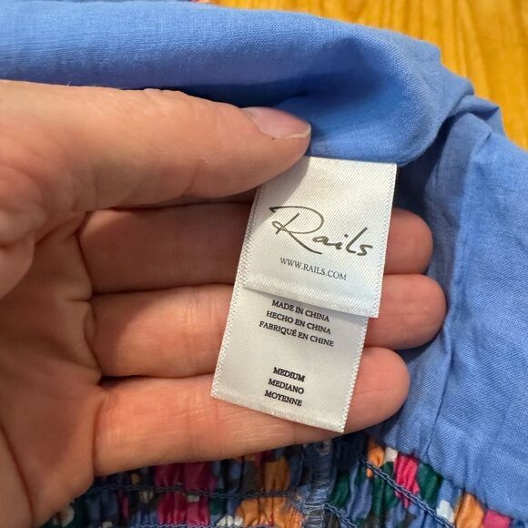 Rails Edina Leilani Floral Midi Skirt Tiered Smocked Waist Peasant Women’s MED - Picture 10 of 12